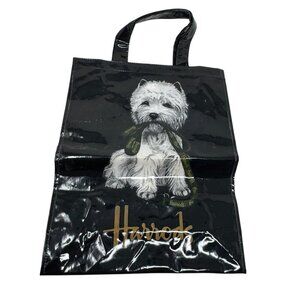 Harrods Westie Dog Tote Bag Black coated cotton Made in UK